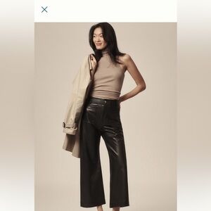 Maeve Black Wide-Leg Leather Pants